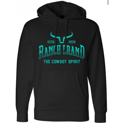 RANCH BRAND - Unisex Hoodie College black/turquoise